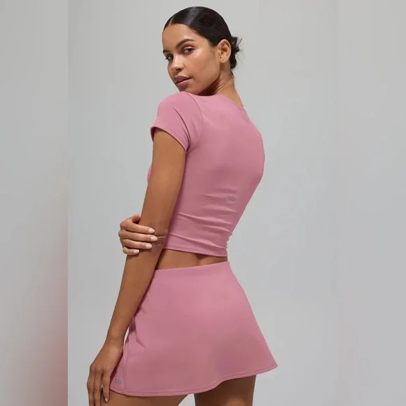 ALO YOGA | ✨NEW✨ ALO Softsculpt Precision Short Sleeve Top in Pink Wild Rose - Picture 4 of 7